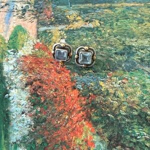 Sundance Two Tone Sterling Silver Earrings with Topaz Stones